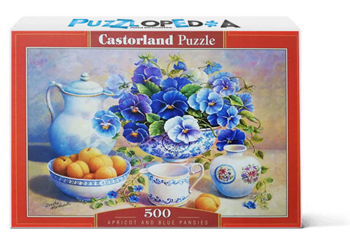 Apricot and Blue Pansies